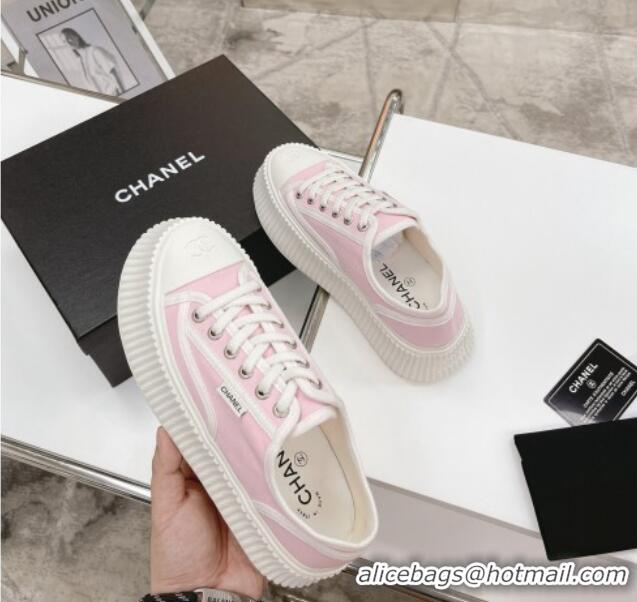 Top Design Chanel Canvas Platform Sneakers 060947 Pink