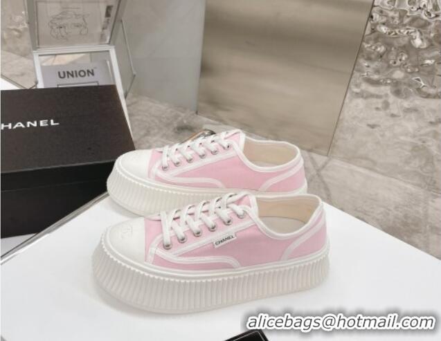 Top Design Chanel Canvas Platform Sneakers 060947 Pink