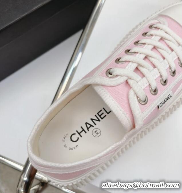 Top Design Chanel Canvas Platform Sneakers 060947 Pink