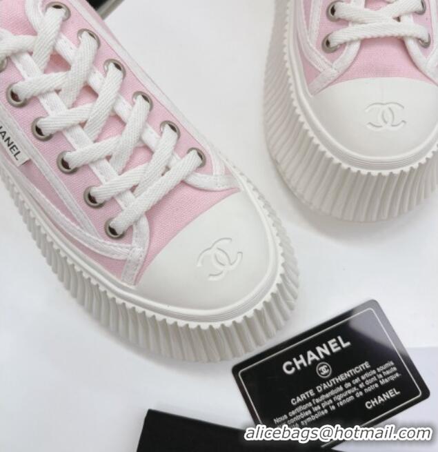 Top Design Chanel Canvas Platform Sneakers 060947 Pink