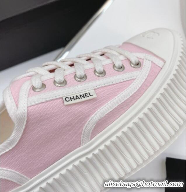 Top Design Chanel Canvas Platform Sneakers 060947 Pink