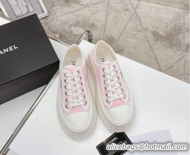 Top Design Chanel Canvas Platform Sneakers 060947 Pink