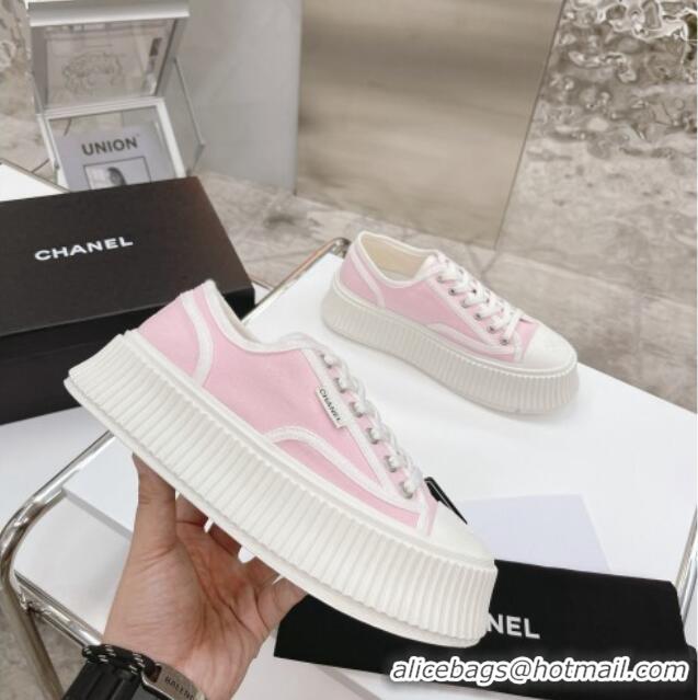 Top Design Chanel Canvas Platform Sneakers 060947 Pink