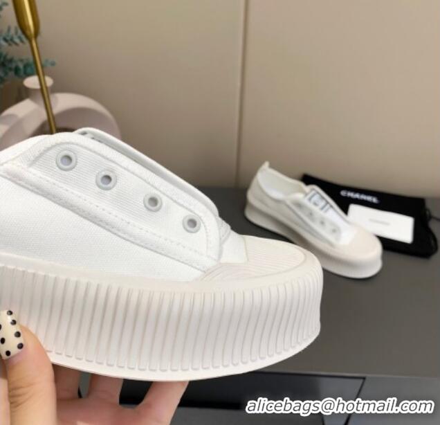 Most Popular Chanel Canvas Platform Open Sneakers 060977 White 2021