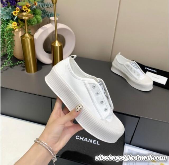 Most Popular Chanel Canvas Platform Open Sneakers 060977 White 2021