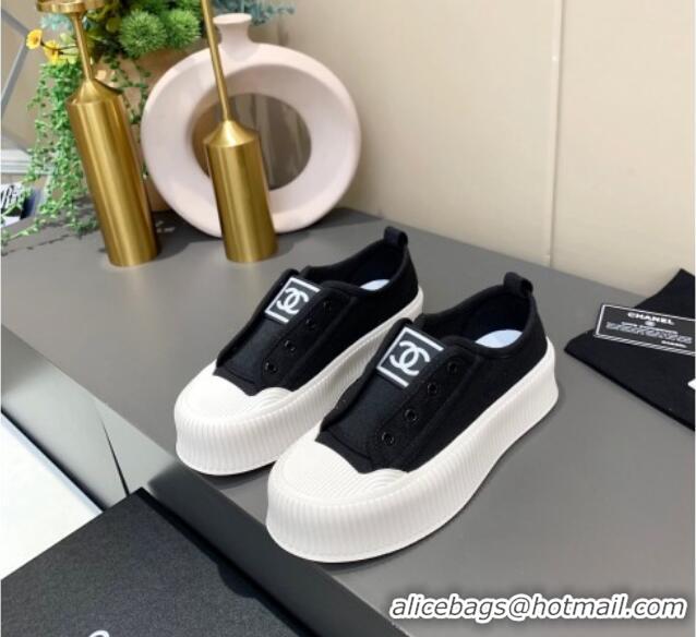 Good Quality Chanel Canvas Platform Open Sneakers 060977 Black 2021