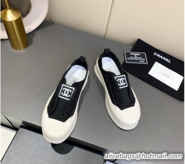 Good Quality Chanel Canvas Platform Open Sneakers 060977 Black 2021