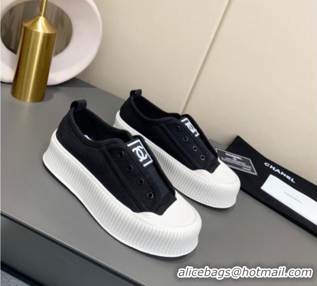 Good Quality Chanel Canvas Platform Open Sneakers 060977 Black 2021