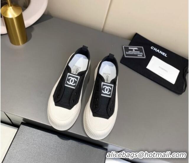 Good Quality Chanel Canvas Platform Open Sneakers 060977 Black 2021