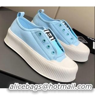 Good Product Chanel Canvas Platform Open Sneakers 060977 Blue 2021