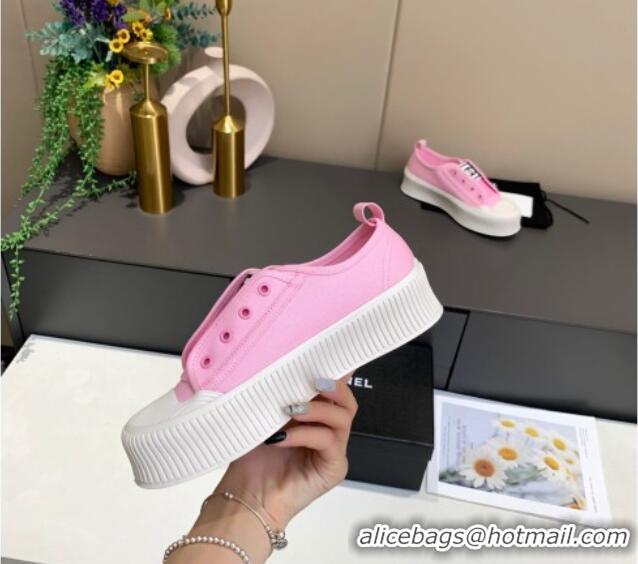 Trendy Design Chanel Canvas Platform Open Sneakers 060977 Pink 2021