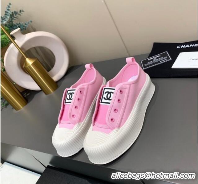 Trendy Design Chanel Canvas Platform Open Sneakers 060977 Pink 2021