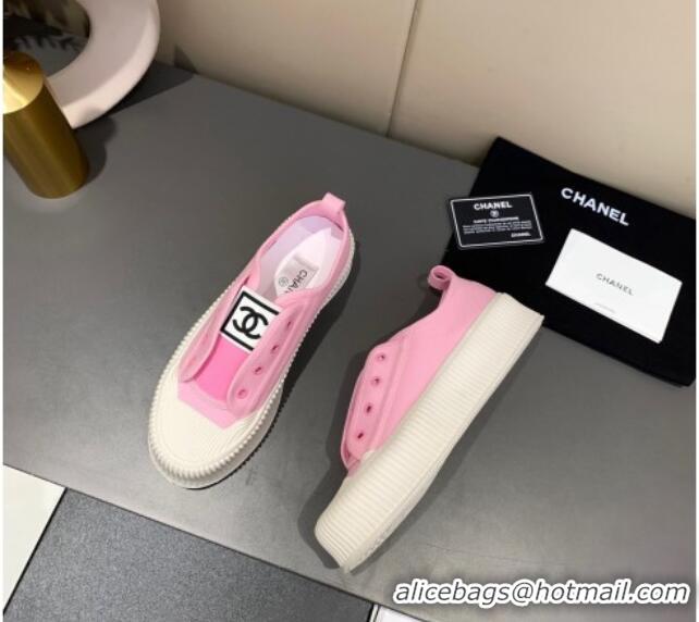 Trendy Design Chanel Canvas Platform Open Sneakers 060977 Pink 2021