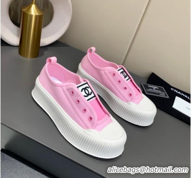 Trendy Design Chanel Canvas Platform Open Sneakers 060977 Pink 2021