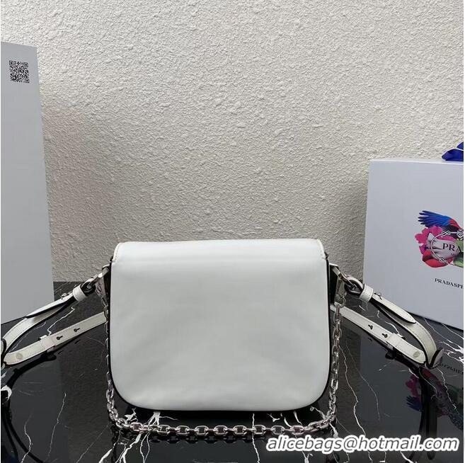 Classic Specials Prada Small brushed leather shoulder bag 1BA263 WHITE