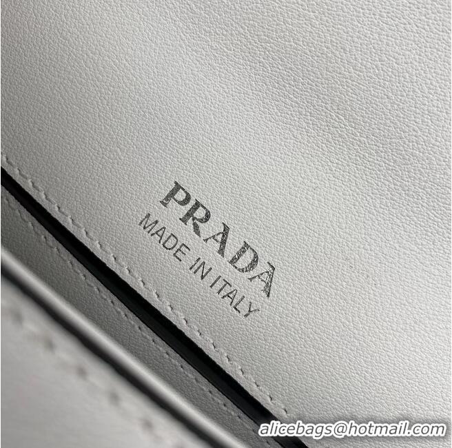 Classic Specials Prada Small brushed leather shoulder bag 1BA263 WHITE