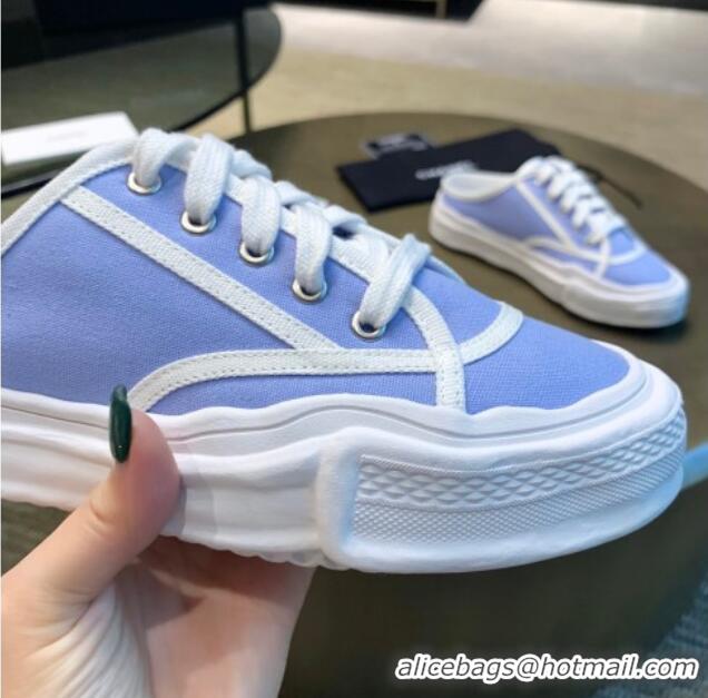 Cute Chanel Striped Canvas Sneakers 061002 Blue 2021