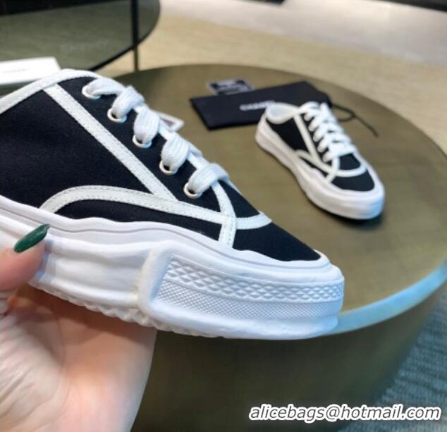 Best Luxury Chanel Striped Canvas Sneakers 061002 Black 2021