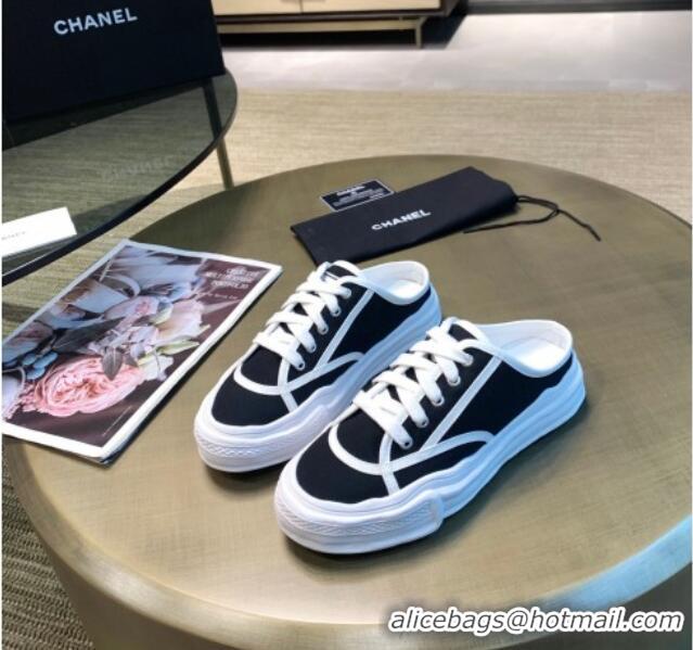 Best Luxury Chanel Striped Canvas Sneakers 061002 Black 2021