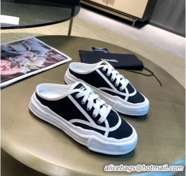 Best Luxury Chanel Striped Canvas Sneakers 061002 Black 2021