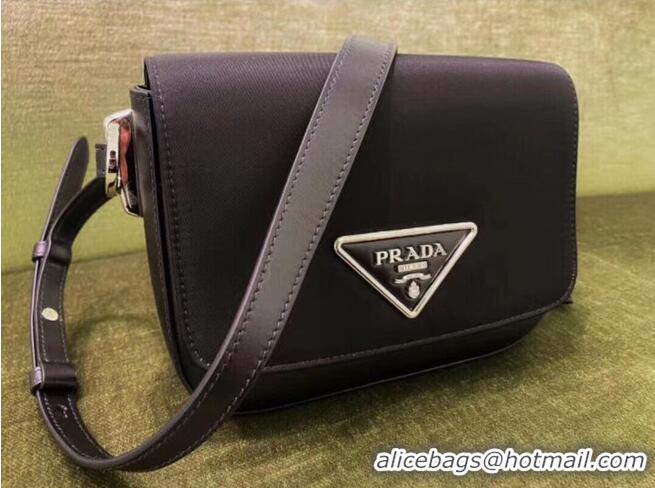 Famous Brand Prada Small brushed leather shoulder bag 1BA263 black