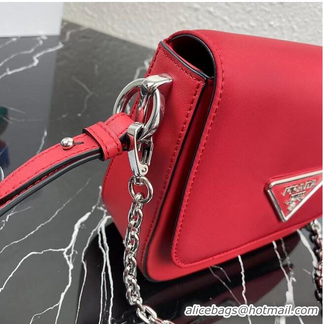 Cheapest Prada Small brushed leather shoulder bag 1BA263 red