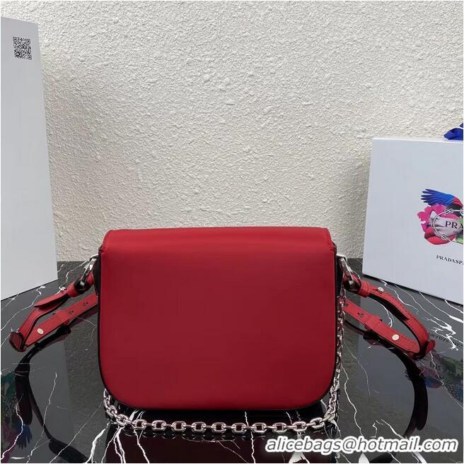 Cheapest Prada Small brushed leather shoulder bag 1BA263 red