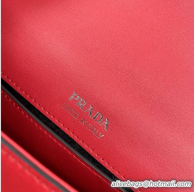 Cheapest Prada Small brushed leather shoulder bag 1BA263 red