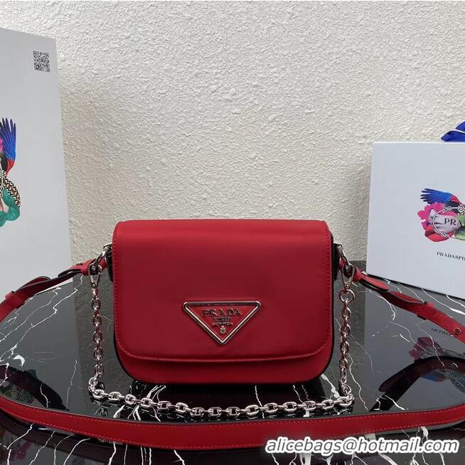 Cheapest Prada Small brushed leather shoulder bag 1BA263 red