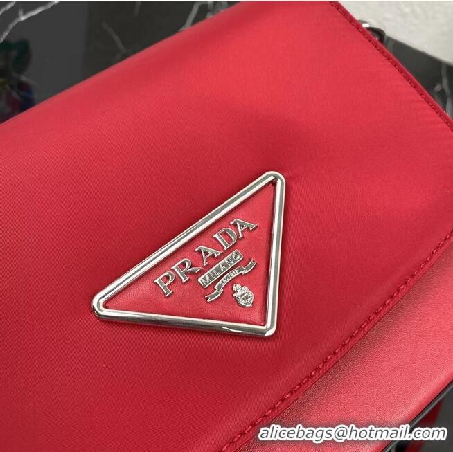 Cheapest Prada Small brushed leather shoulder bag 1BA263 red