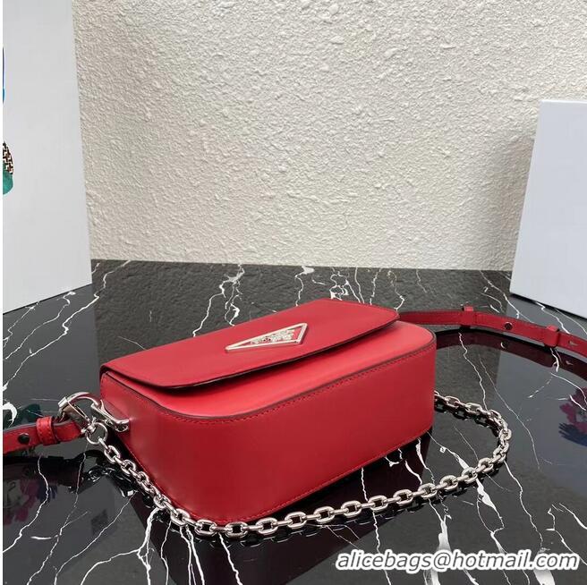 Cheapest Prada Small brushed leather shoulder bag 1BA263 red