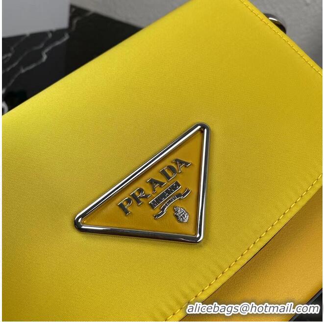 Popular Style Prada Small brushed leather shoulder bag 1BA263 yellow