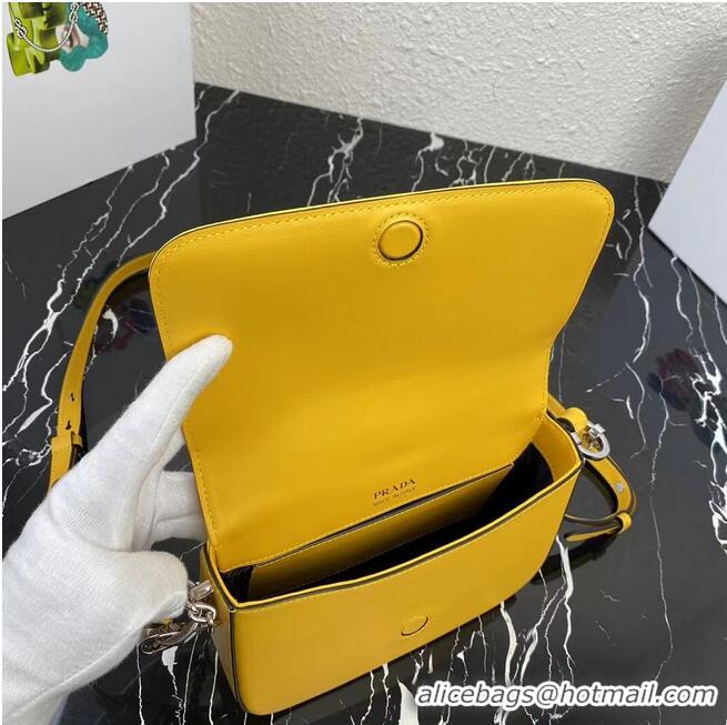 Popular Style Prada Small brushed leather shoulder bag 1BA263 yellow