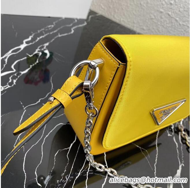 Popular Style Prada Small brushed leather shoulder bag 1BA263 yellow