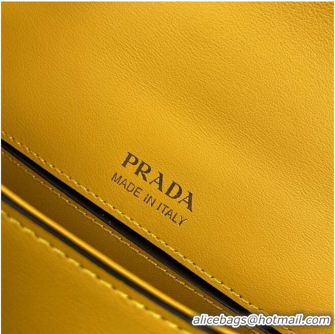 Popular Style Prada Small brushed leather shoulder bag 1BA263 yellow