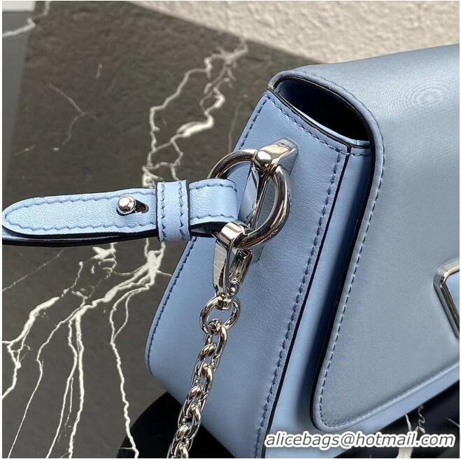 Wholesale Prada Small brushed leather shoulder bag 1BA263 sky blue