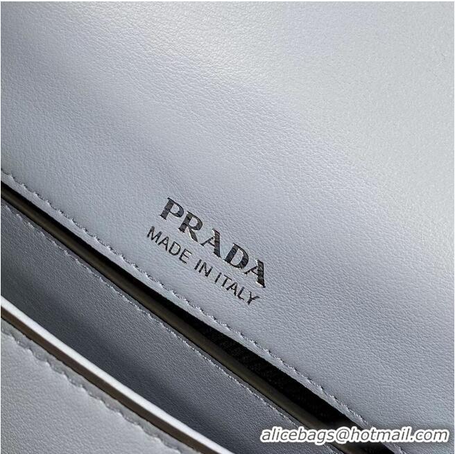 Wholesale Prada Small brushed leather shoulder bag 1BA263 sky blue