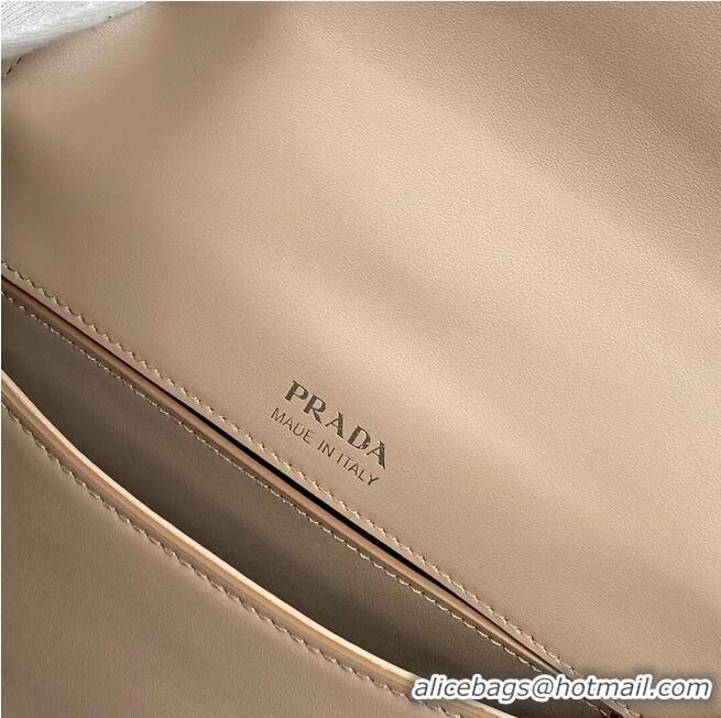 Well Crafted Prada Small brushed leather shoulder bag 1BA263 Biscuits