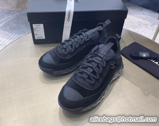 Top Quality Chanel Suede Sneakers 061007 Black 2021