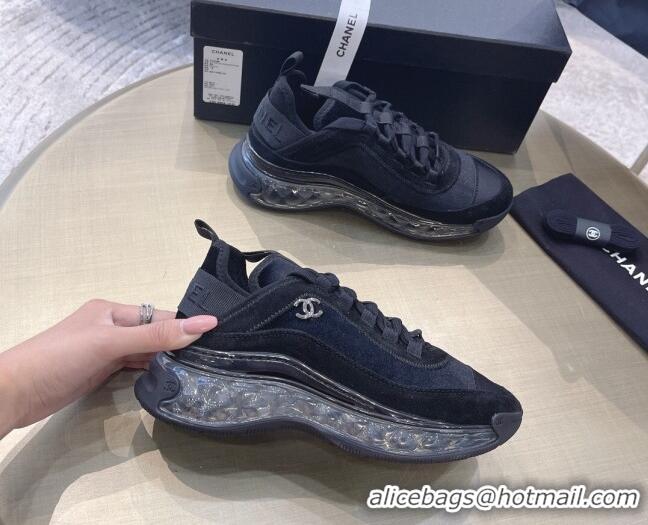 Top Quality Chanel Suede Sneakers 061007 Black 2021