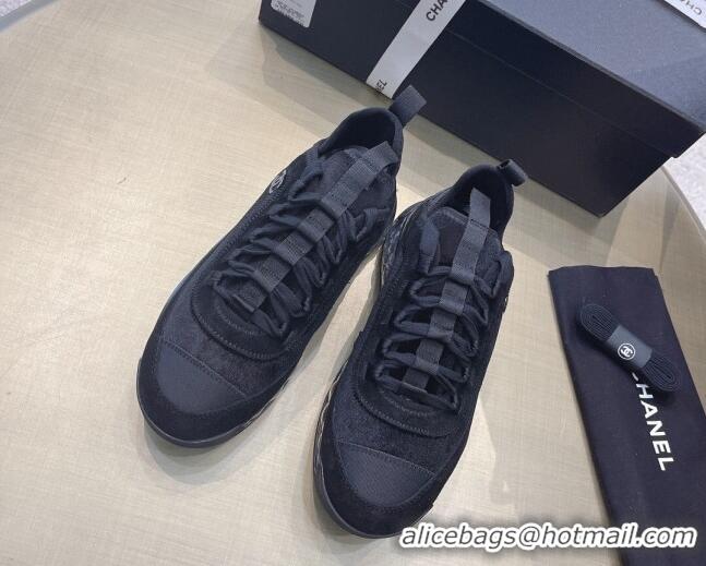 Top Quality Chanel Suede Sneakers 061007 Black 2021