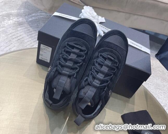 Top Quality Chanel Suede Sneakers 061007 Black 2021