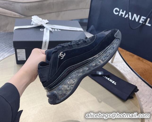 Top Quality Chanel Suede Sneakers 061007 Black 2021