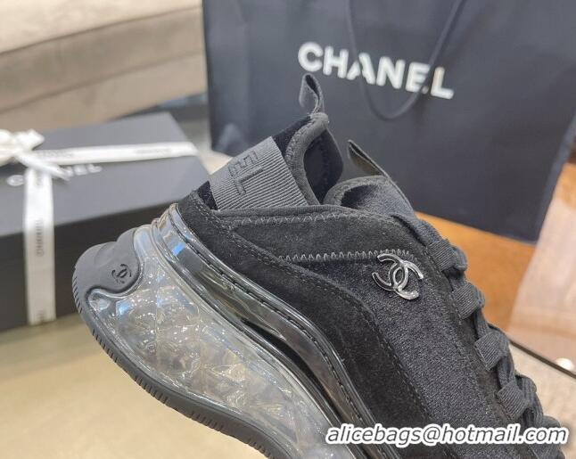 Top Quality Chanel Suede Sneakers 061007 Black 2021