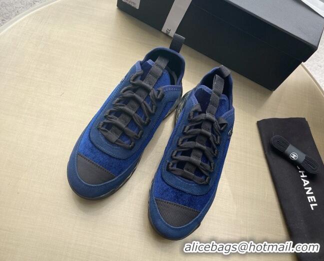 Perfect Chanel Suede Sneakers 061007 Dark Blue 2021