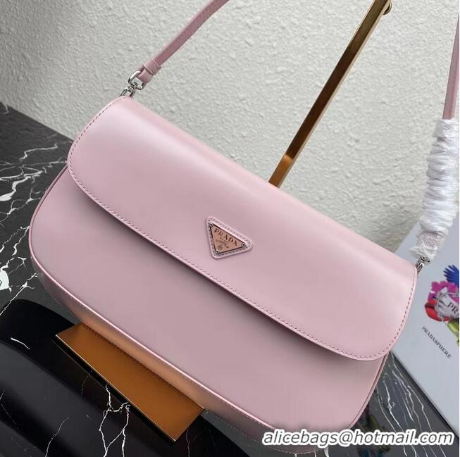 Grade Quality Prada Cleo brushed leather shoulder bag with flap 1BH276 pink