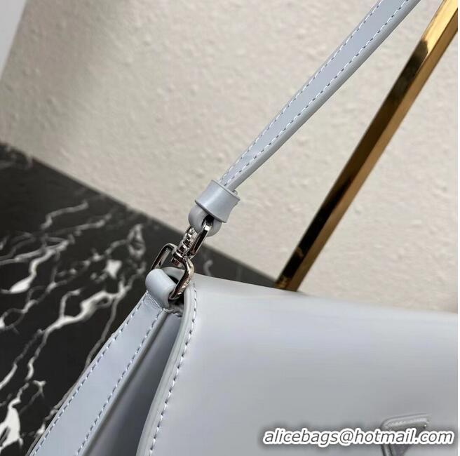 Cheapest Prada Cleo brushed leather shoulder bag with flap 1BH276 light blue