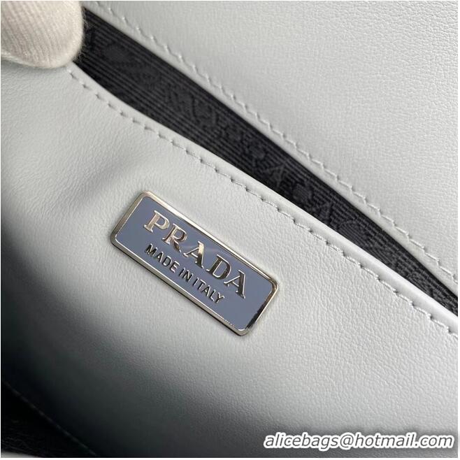 Cheapest Prada Cleo brushed leather shoulder bag with flap 1BH276 light blue