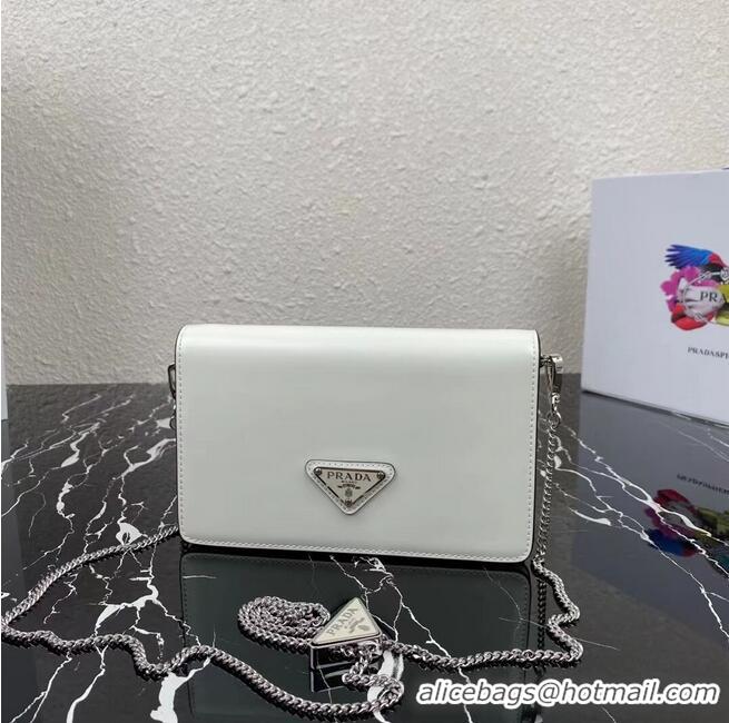 Low Price Prada Small brushed leather shoulder bag 1BH307 White