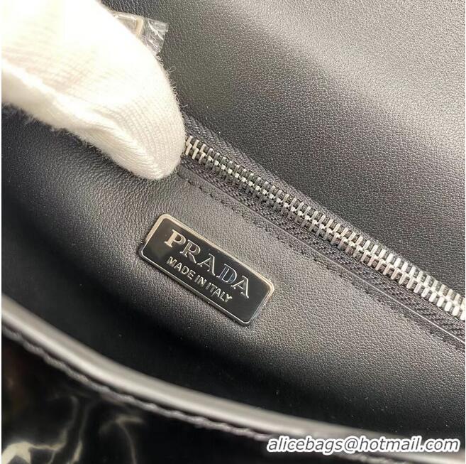 Discount Prada Small brushed leather shoulder bag 1BH307 black